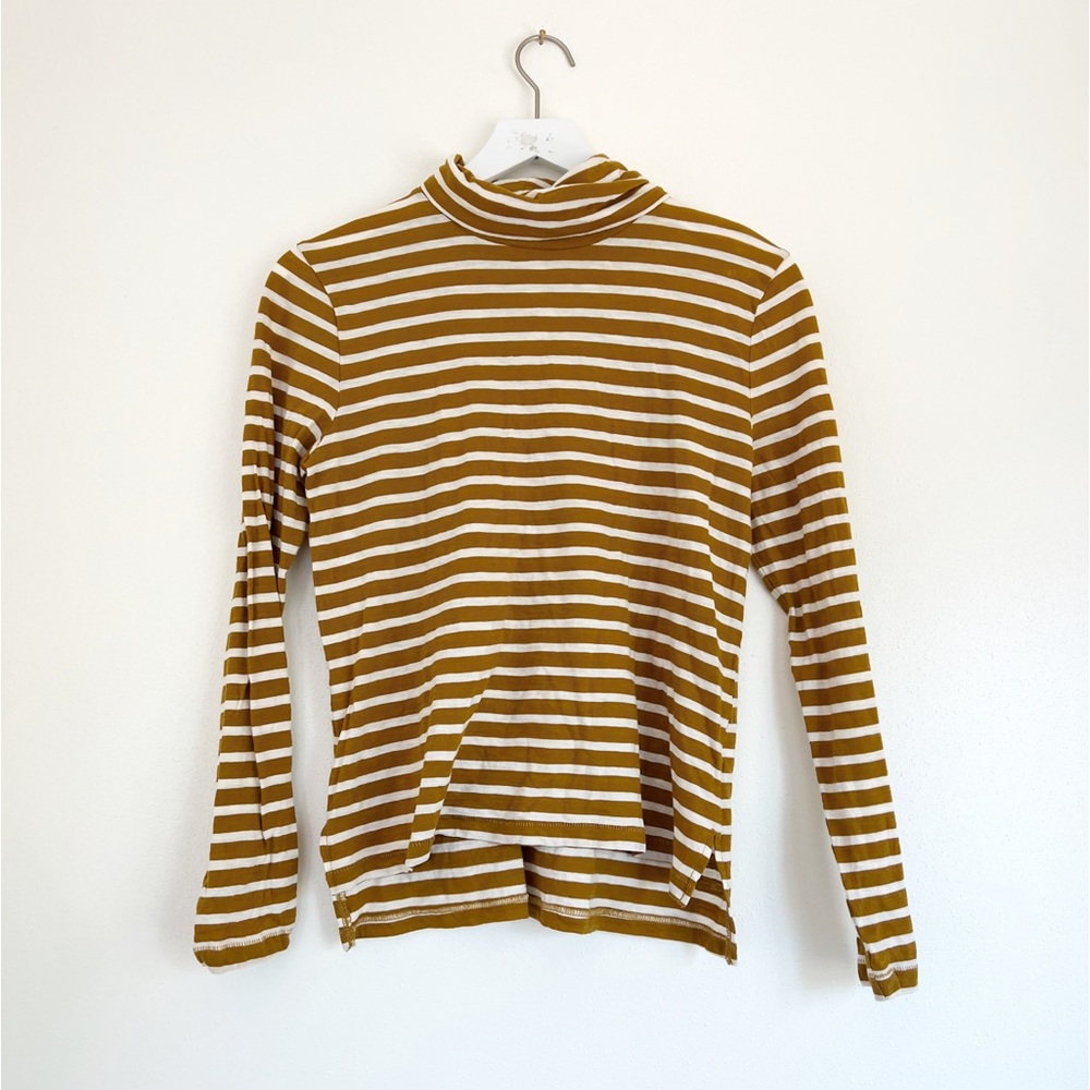Madewell Brown and White Striped Long Sleeve Tee